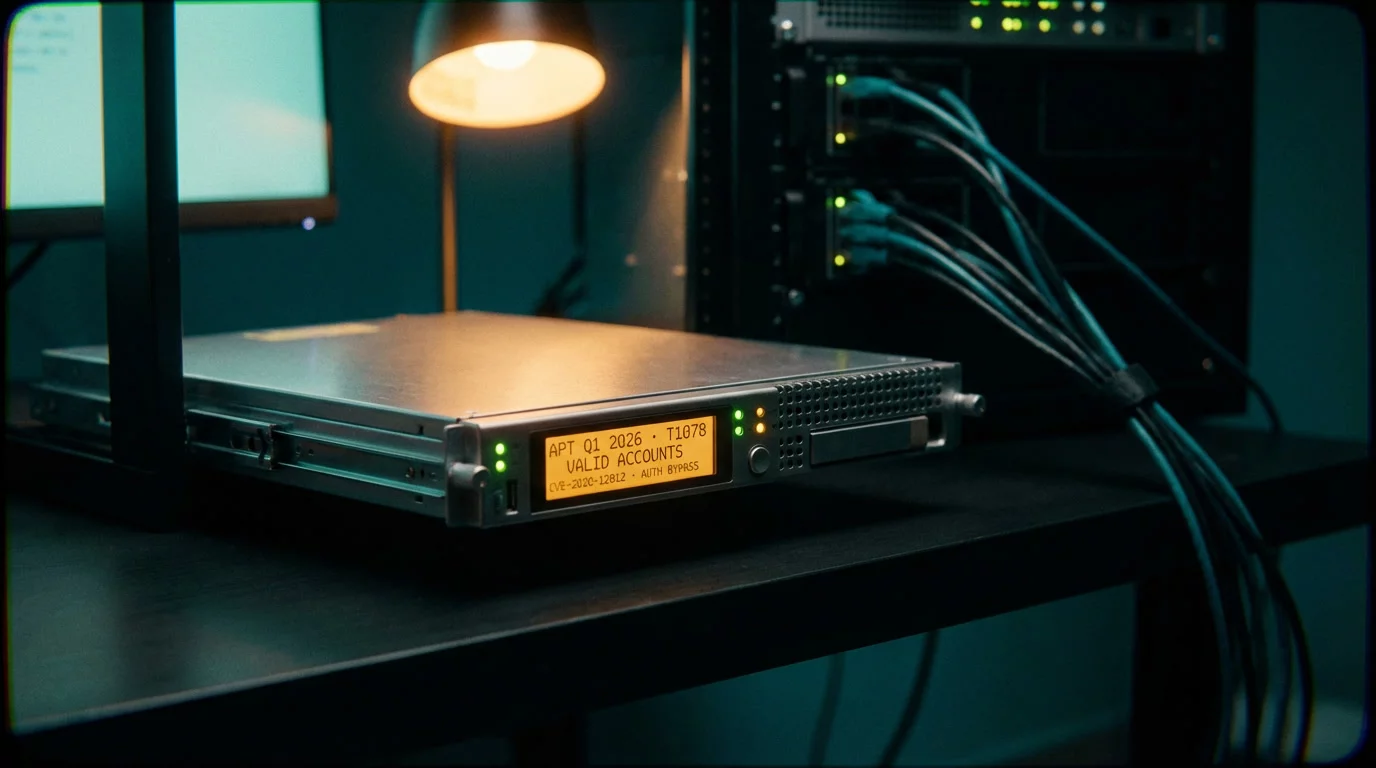 Серверный блейд выдвинут из тёмной стойки, на панели светится янтарный текст с кодами атак. Зелёные и янтарные индикаторы контрастируют с тёмным металлом в холодном бирюзовом свете.